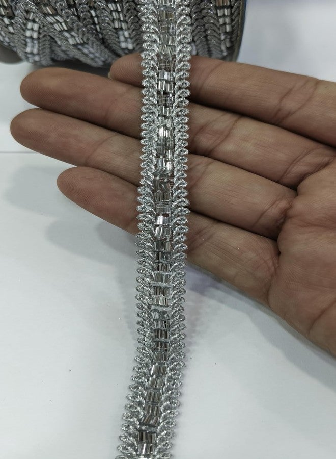 PREMDAS LACES Net Fabric Katdana Nalki Lace for Saree's Border Finetage Pipe Lace for Dresses, Sarees, Lehenga, Suits, Blouses, Dupatta, Chunri and Craft (9meter) (Silver) - Image 3